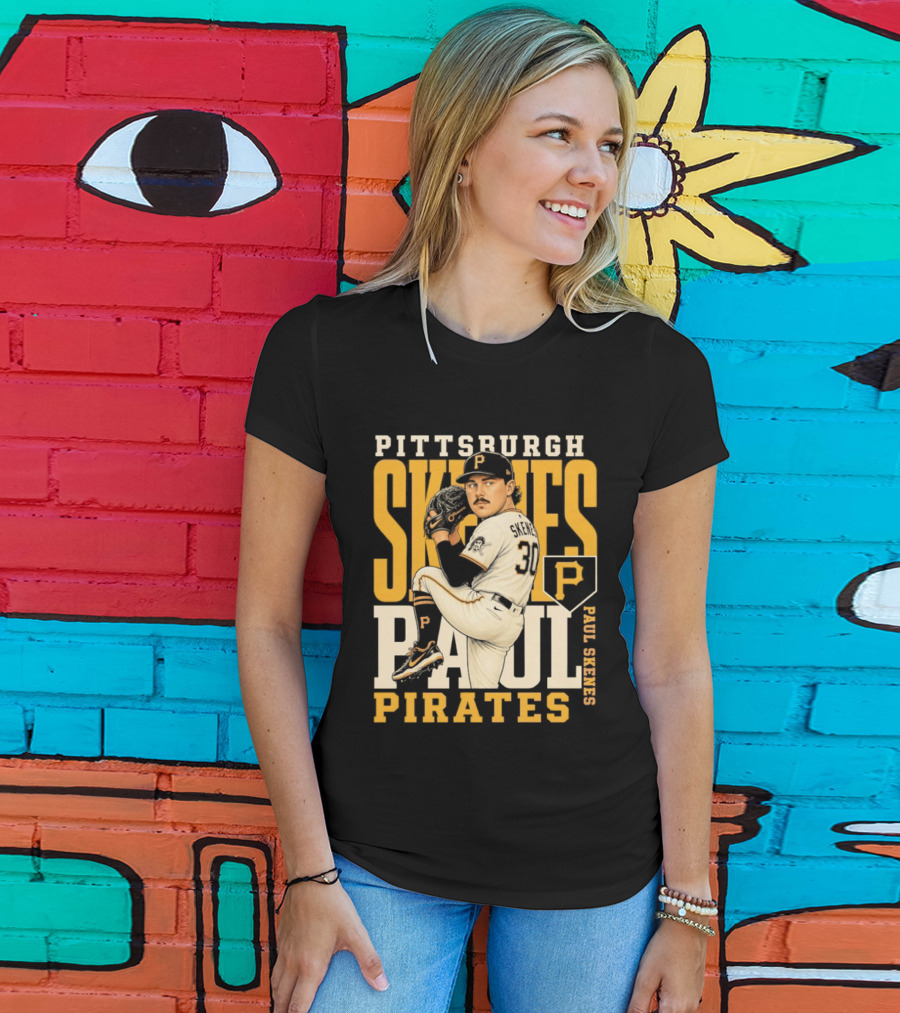 Pittsburgh Pirates Paul Skenes 34 Baseball Player Caricature 2026 Season T-Shirt