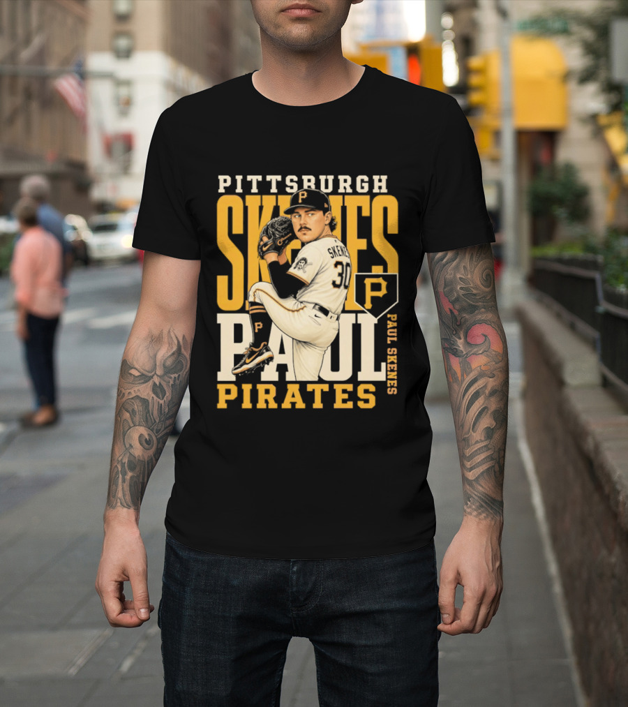 Pittsburgh Pirates Paul Skenes 34 Baseball Player Caricature 2026 Season T-Shirt