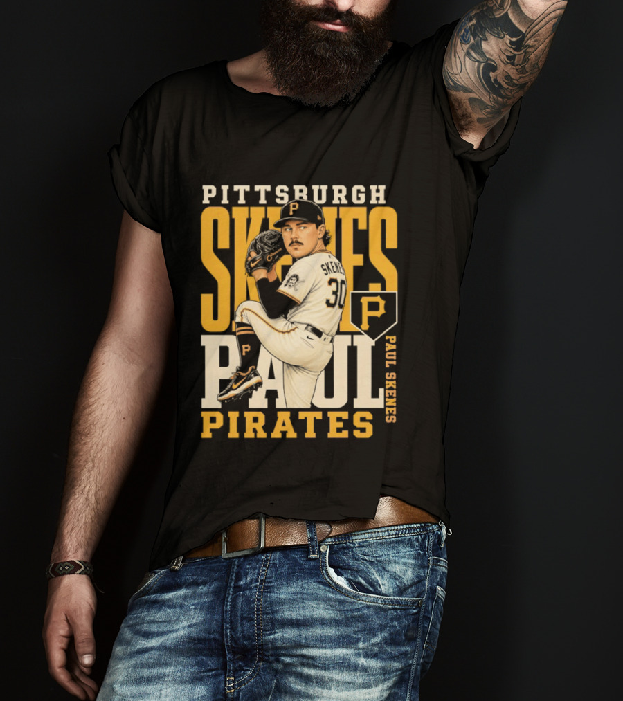 Pittsburgh Pirates Paul Skenes 34 Baseball Player Caricature 2026 Season T-Shirt