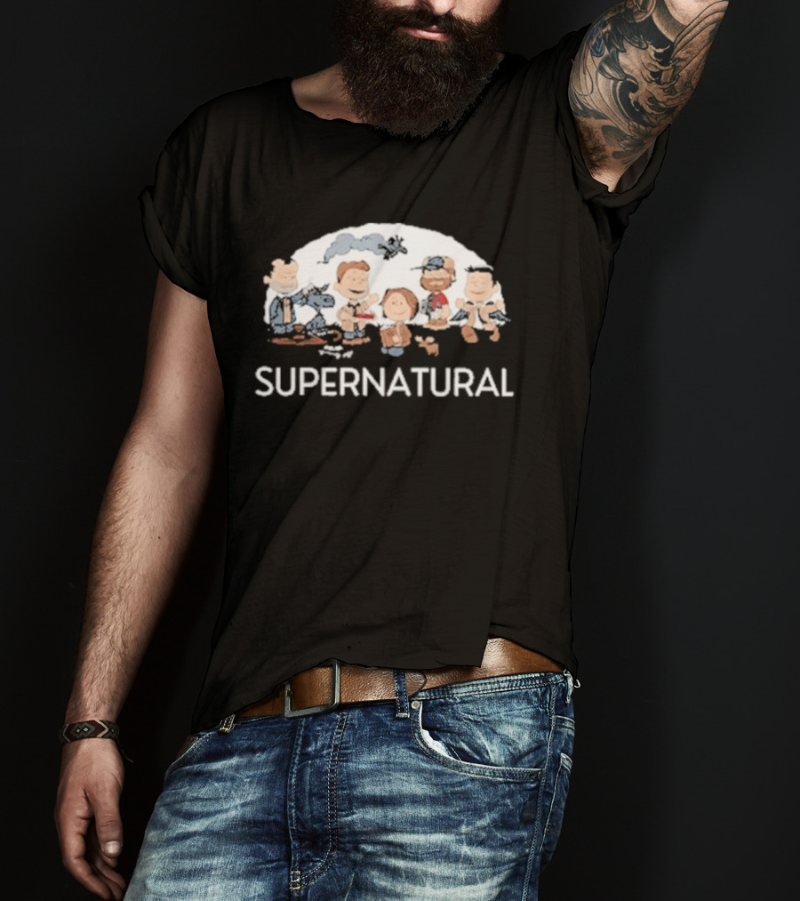 Supernatural Peanuts Cartoon Crossover Characters Collection T-Shirt