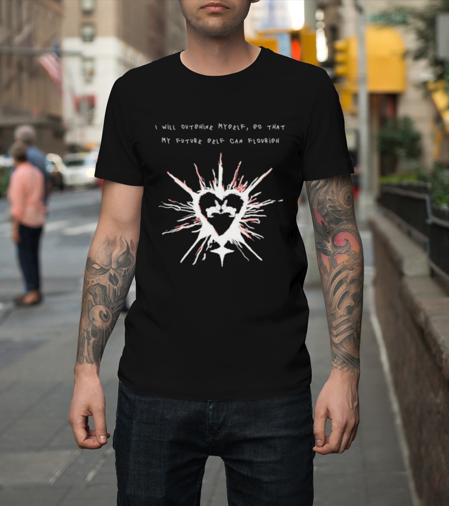 I Will Outshine Myself So That My Future Self Can Flourish Rabbits Heart Motif T-Shirt