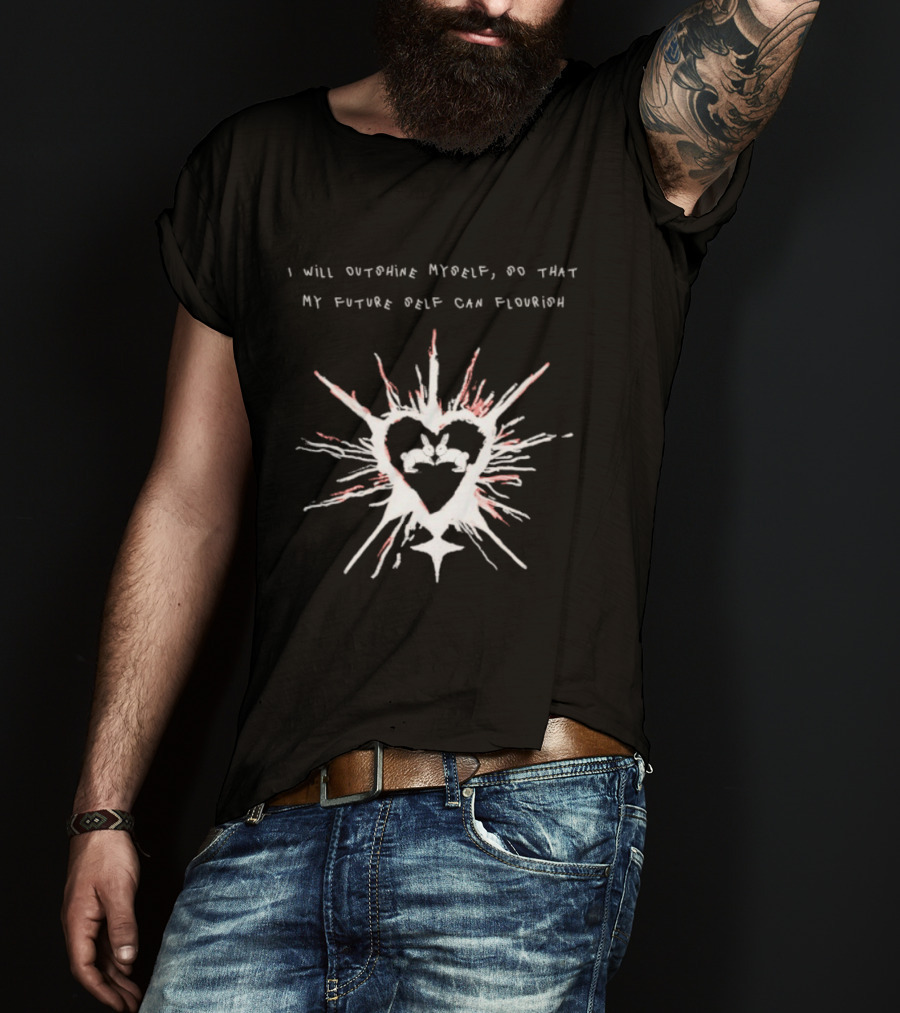 I Will Outshine Myself So That My Future Self Can Flourish Rabbits Heart Motif T-Shirt