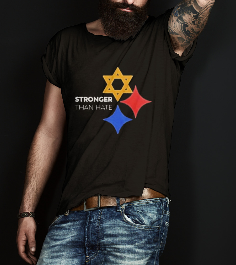 Pittsburgh Steelers Stronger Than Hate Star Of David Yellow Red Blue T-Shirt