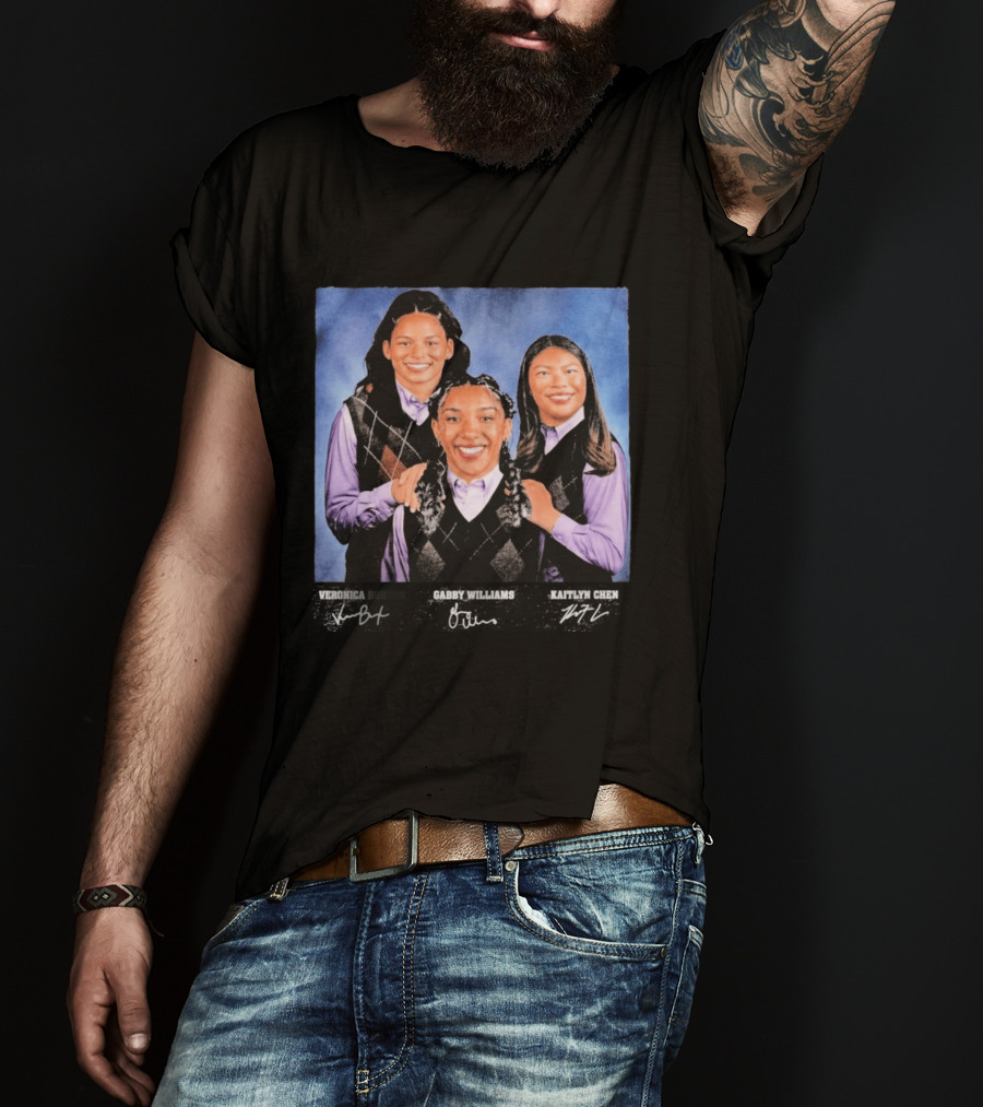 Veronica Burton Gabby Williams Kaitlyn Chen Step Brothers Argyle Sweater Purple T-Shirt