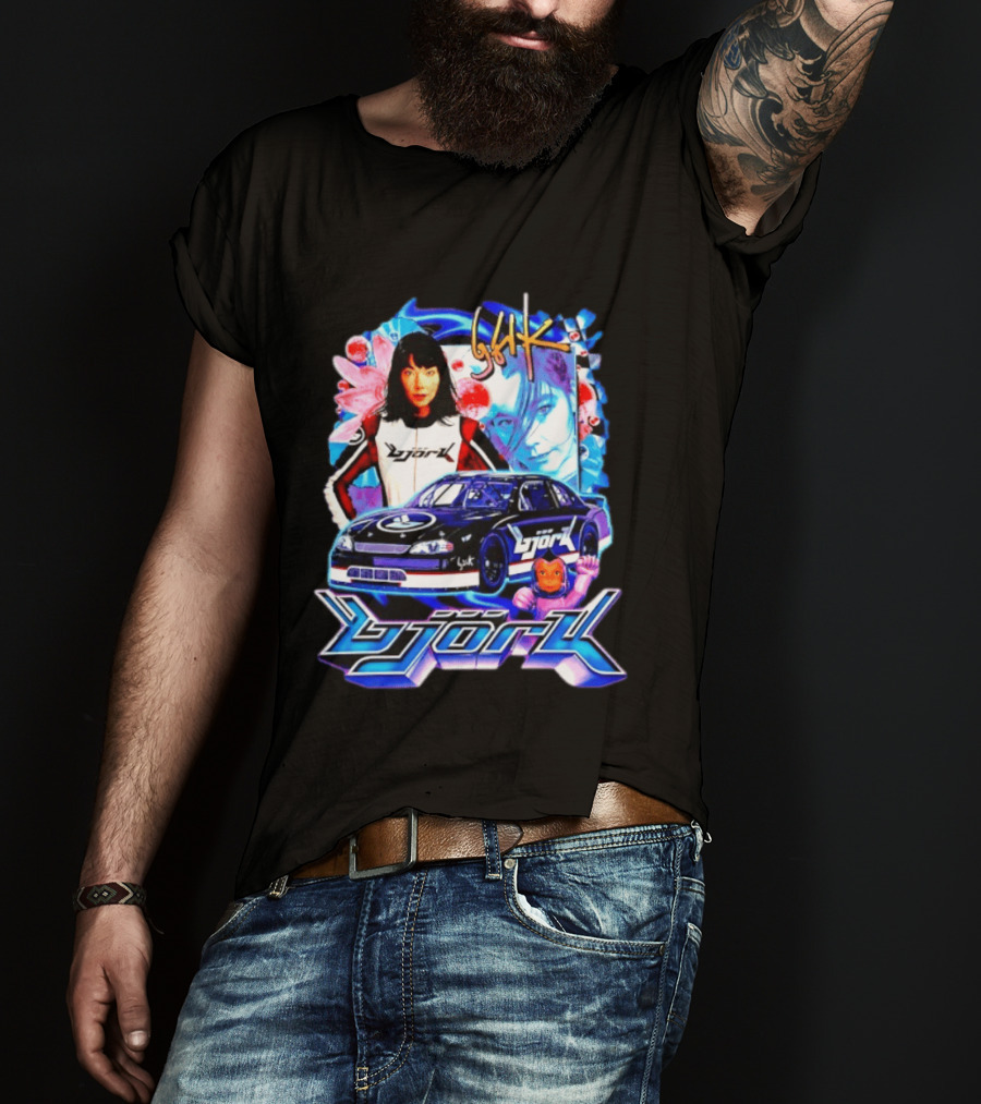 Vintage Bjork Racing Car Graphic Icelandic Music T-Shirt