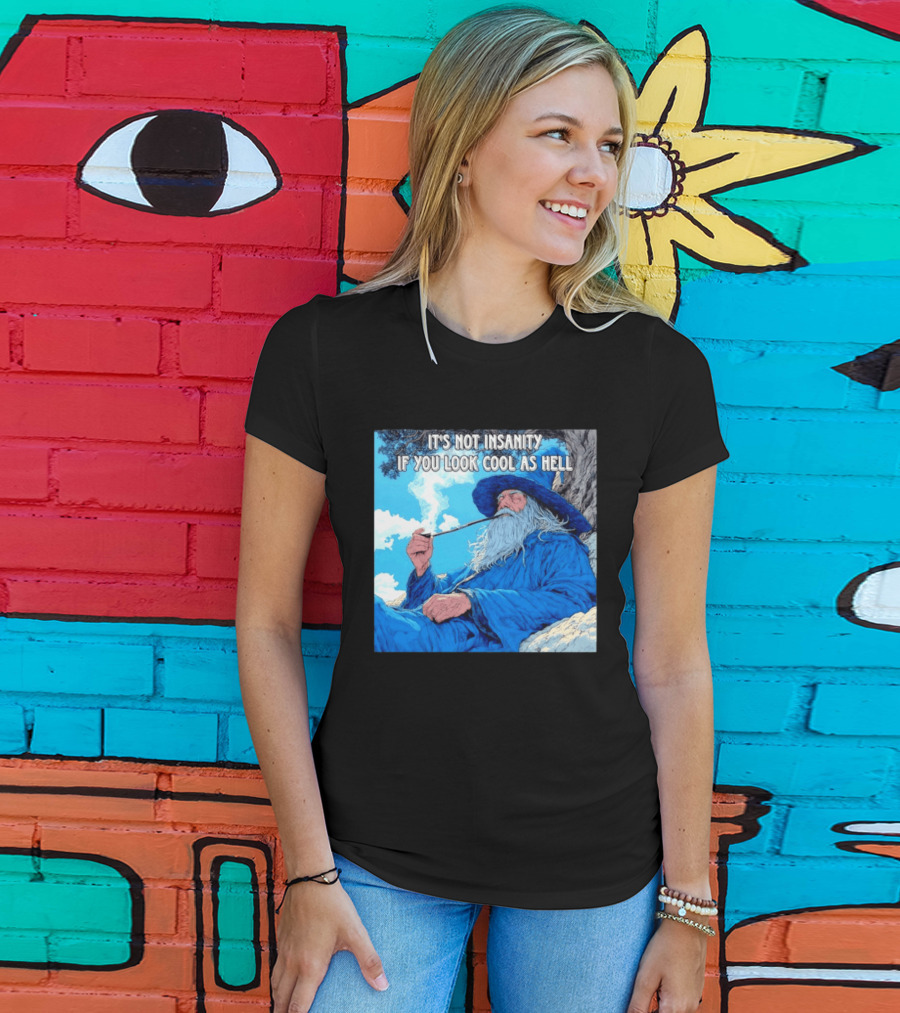 It's Not Insanity If You Look Cool As Hell Wizard Smoking Pipe T-Shirt