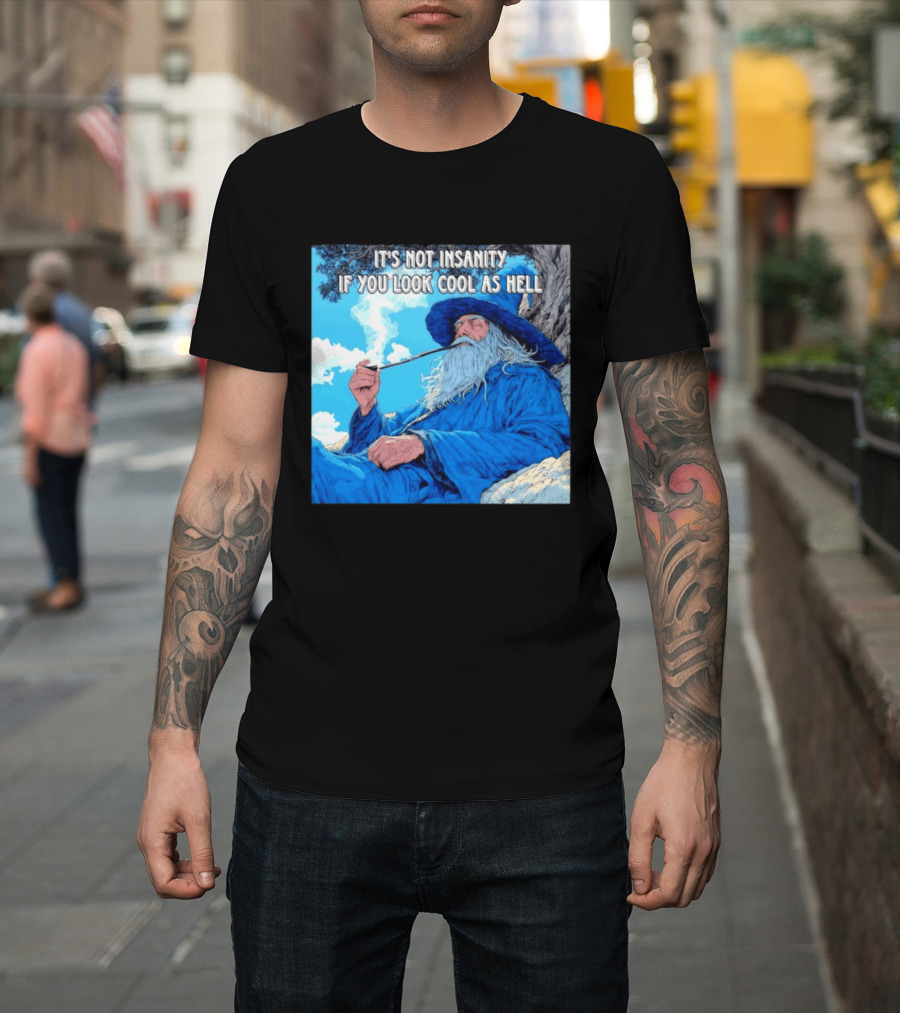 It's Not Insanity If You Look Cool As Hell Wizard Smoking Pipe T-Shirt