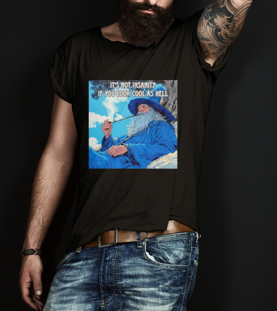 It's Not Insanity If You Look Cool As Hell Wizard Smoking Pipe T-Shirt