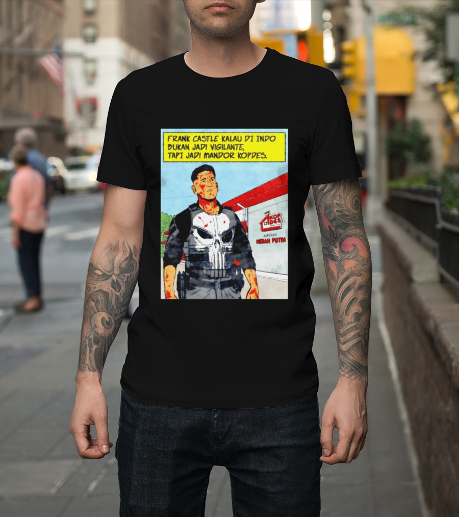 Frank Castle Kalau Di Indo Bukan Jadi Vigilante Tapi Jadi Mandor Kopdes Koperasi Merah Putih Marvel Comics T-Shirt