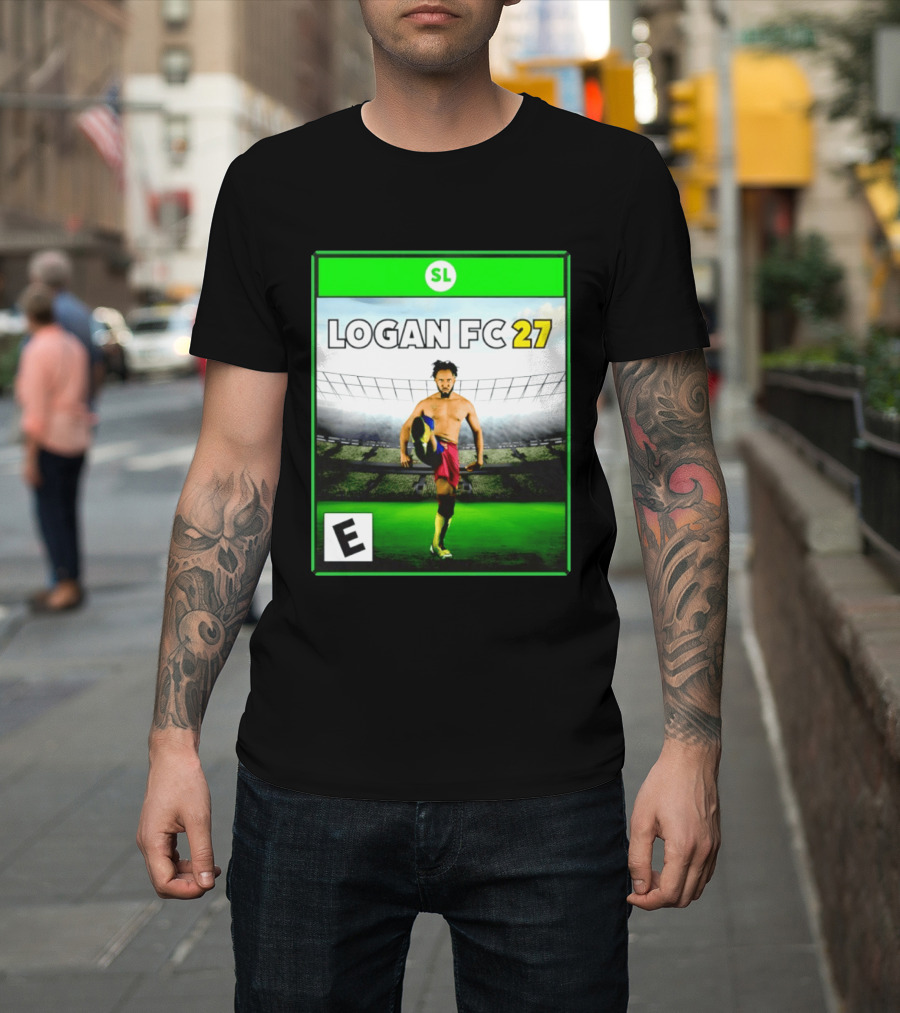LOGAN FC 27 Soccer Game Box Art With Player In Stadium T-Shirt