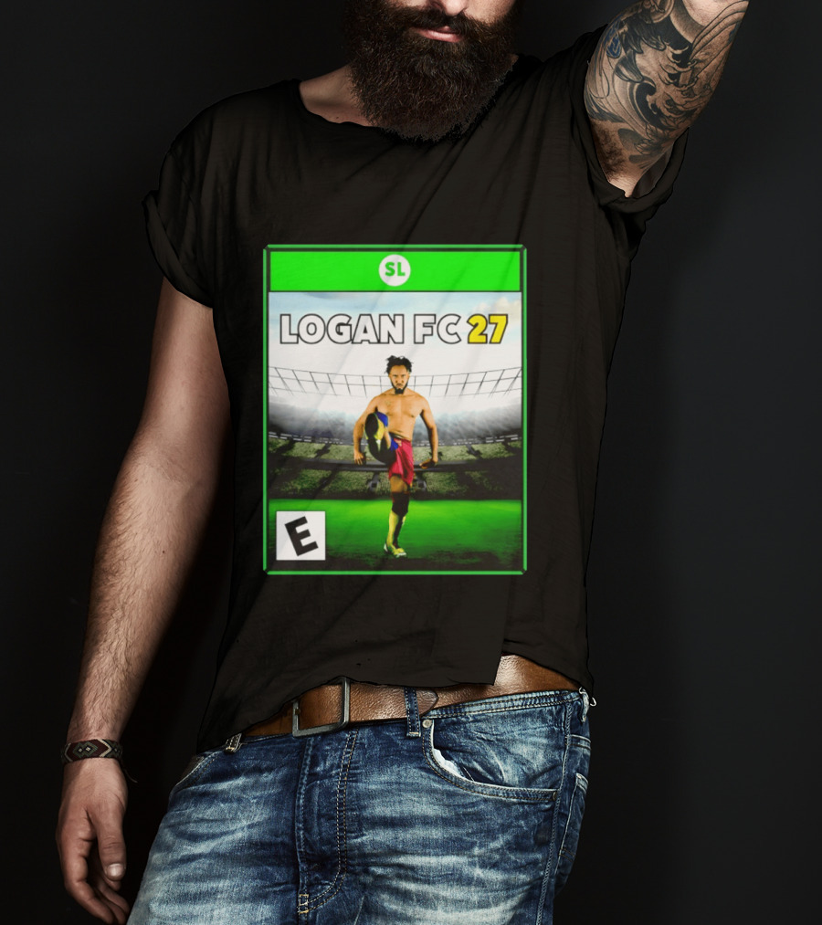 LOGAN FC 27 Soccer Game Box Art With Player In Stadium T-Shirt