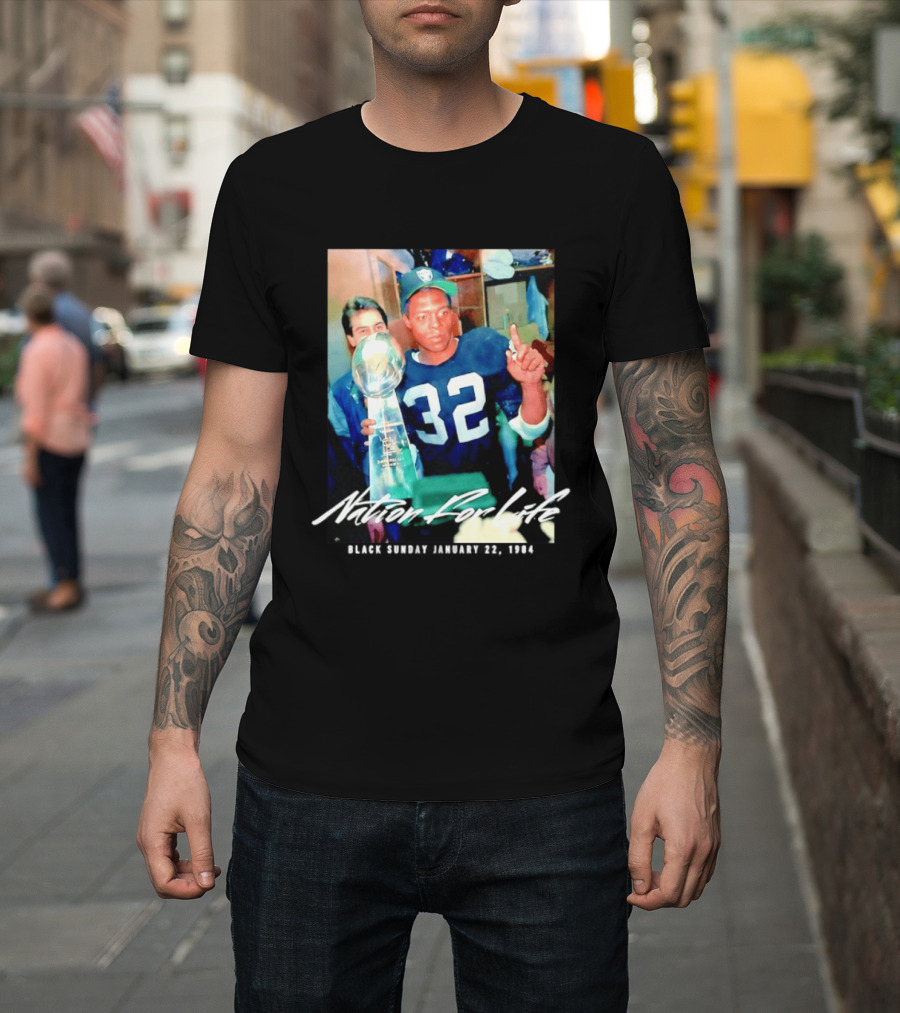 Marcus Allen Nation For Life Black Sunday January 22 1984 T-Shirt