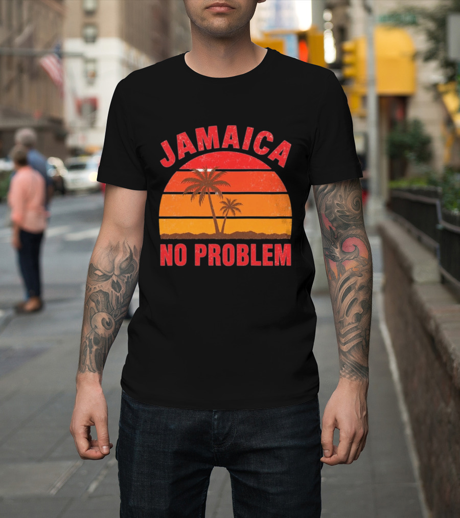 Jamaica No Problem Sunset Palm Trees Vintage Island Vibes T-Shirt