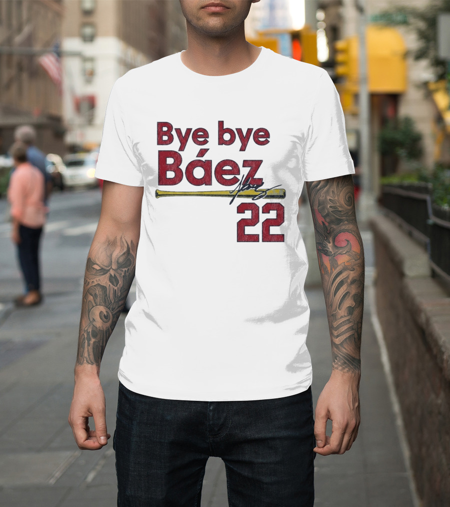 Bye Bye Báez St. Louis Cardinals MLB 2026 Number 22 Baseball Bat Signature T-Shirt
