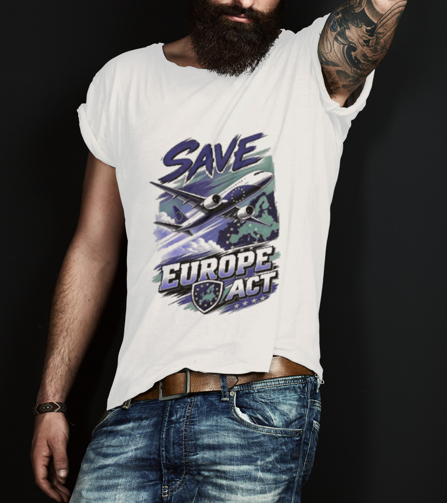 Save Europe Act 2026 Airplane Map Stars T-Shirt