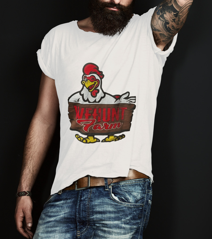 Wehunt Farm Chicken Winking Rooster With Red And Yellow Accents T-Shirt