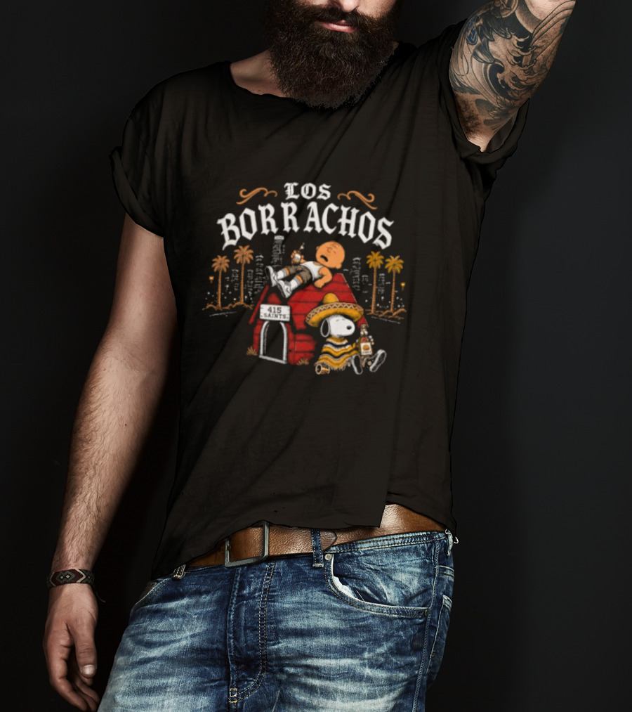 Los Borrachos Charlie Brown Snoopy 415 Saints Tequila Party T-Shirt