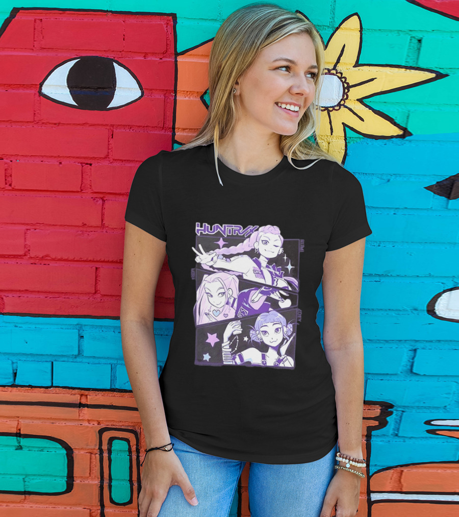 Huntrix Rumi Mira Zoey K POP World Tour Demon Hunters 2 Sided T-Shirt