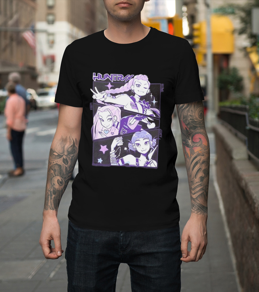 Huntrix Rumi Mira Zoey K POP World Tour Demon Hunters 2 Sided T-Shirt