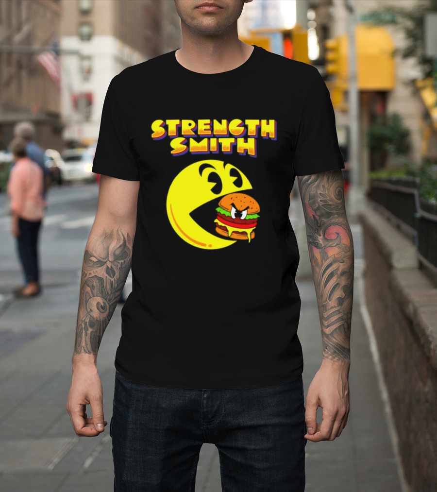 Strength Smith Pac Man Vs Burger Gaming Showdown T-Shirt