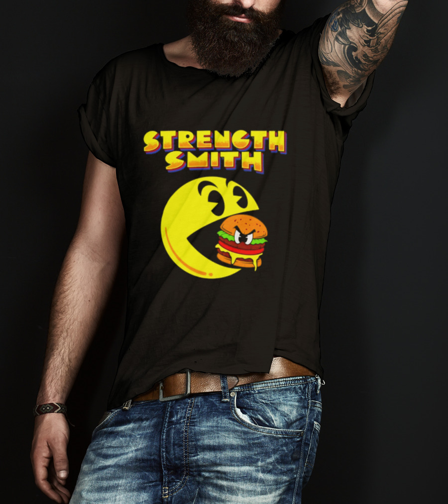 Strength Smith Pac Man Vs Burger Gaming Showdown T-Shirt