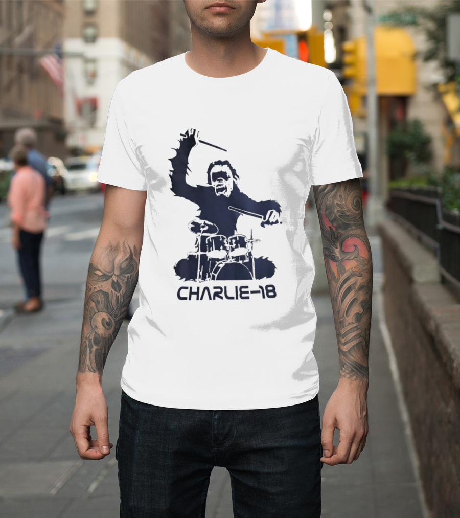 Charlie 18 Bigfoot Drumming T-Shirt