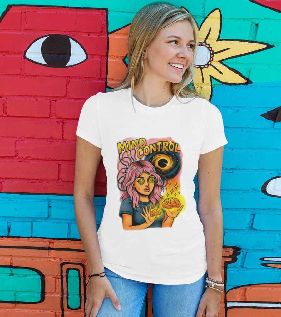 Mind Control Teen Hearts Psychedelic Black Hole Spiral Eyes Brain Magic T-Shirt