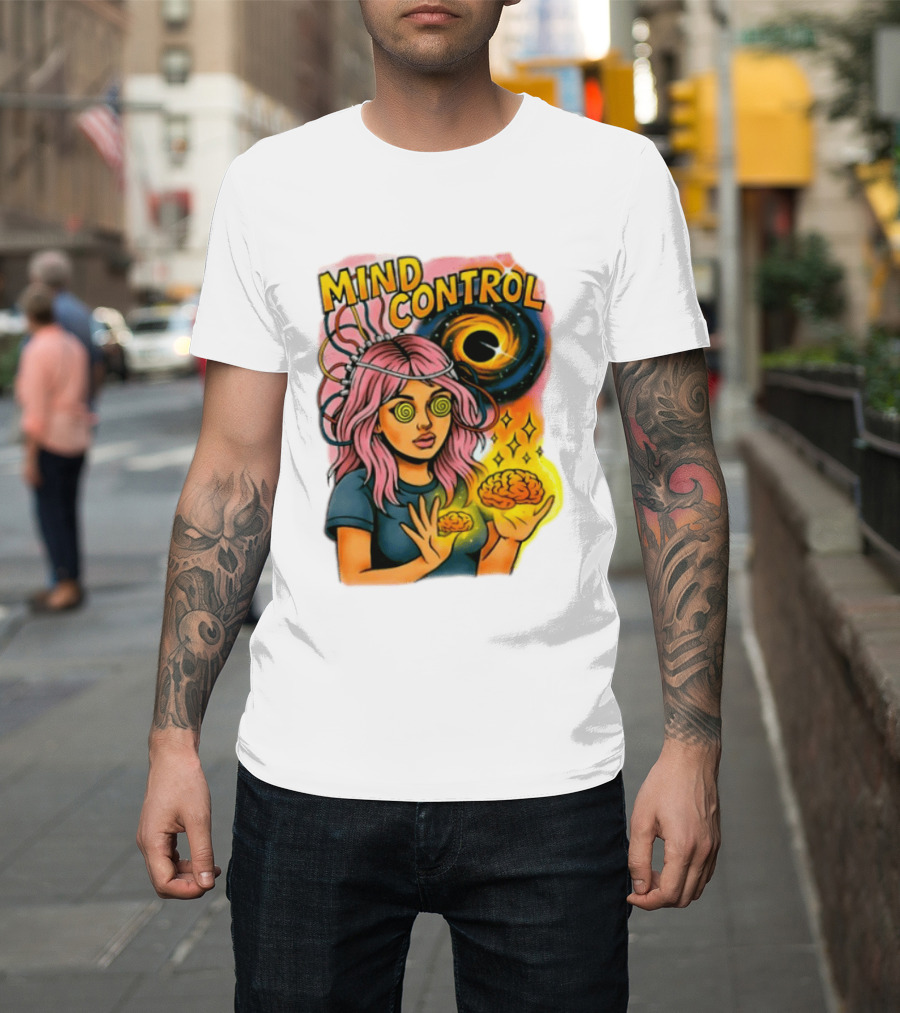 Mind Control Teen Hearts Psychedelic Black Hole Spiral Eyes Brain Magic T-Shirt