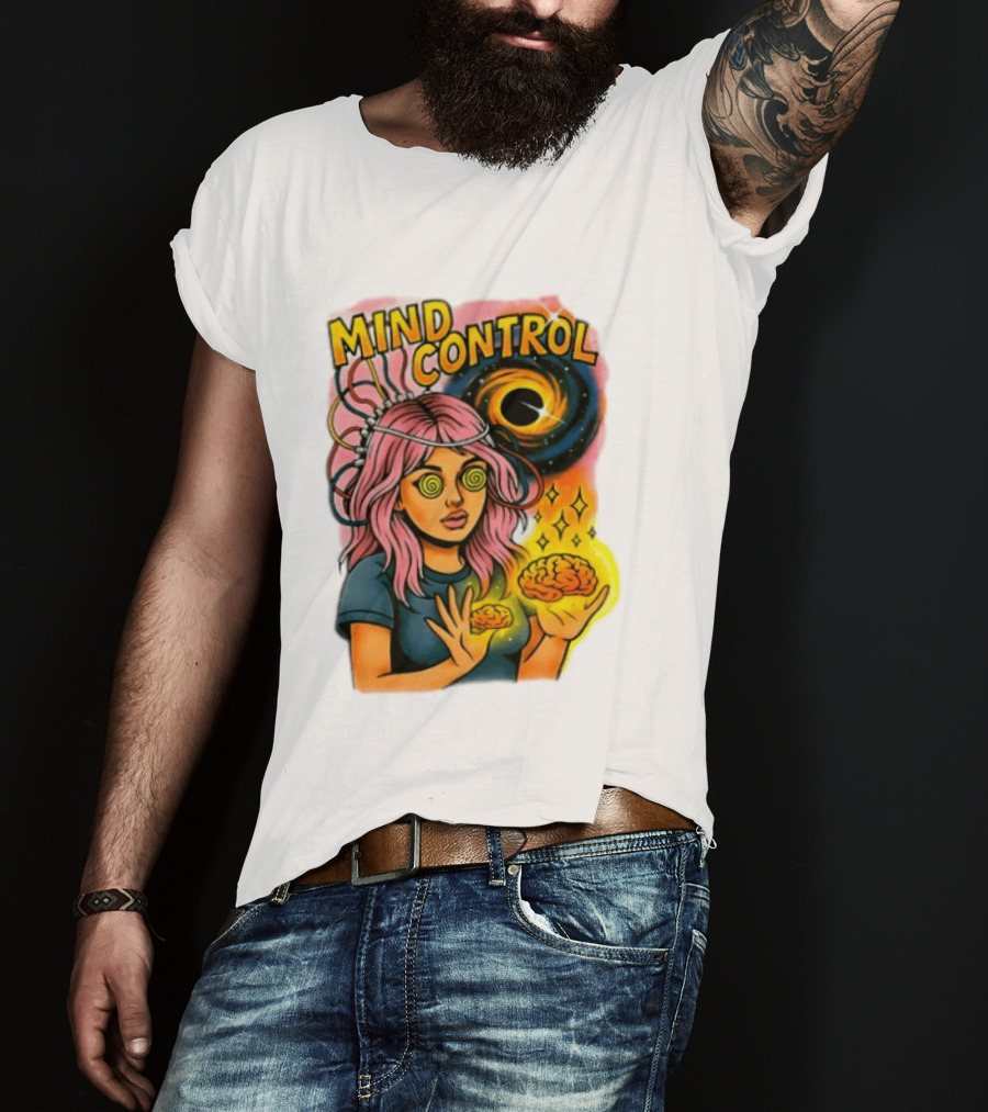 Mind Control Teen Hearts Psychedelic Black Hole Spiral Eyes Brain Magic T-Shirt