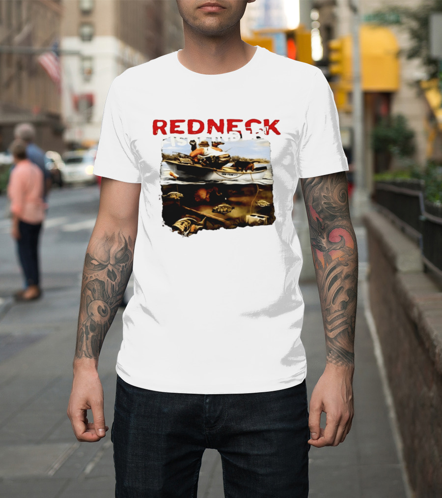 Redneck Fishfinder Fishing Boat Scene With Underwater View T-Shirt