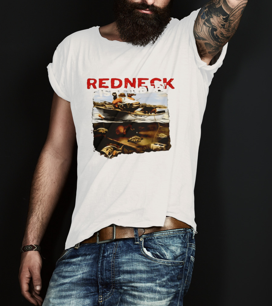 Redneck Fishfinder Fishing Boat Scene With Underwater View T-Shirt