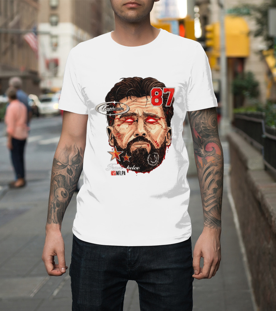Travis Kelce Euphoria Lightning NFLPA Big Head 87 T-Shirt
