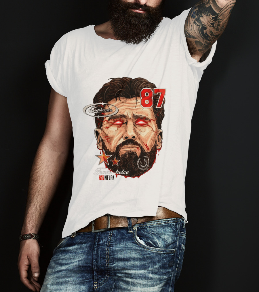 Travis Kelce Euphoria Lightning NFLPA Big Head 87 T-Shirt