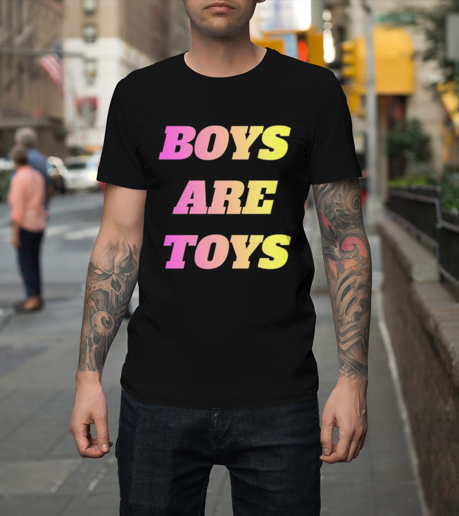 Boys Are Toys Gradient Pink And Yellow T-Shirt