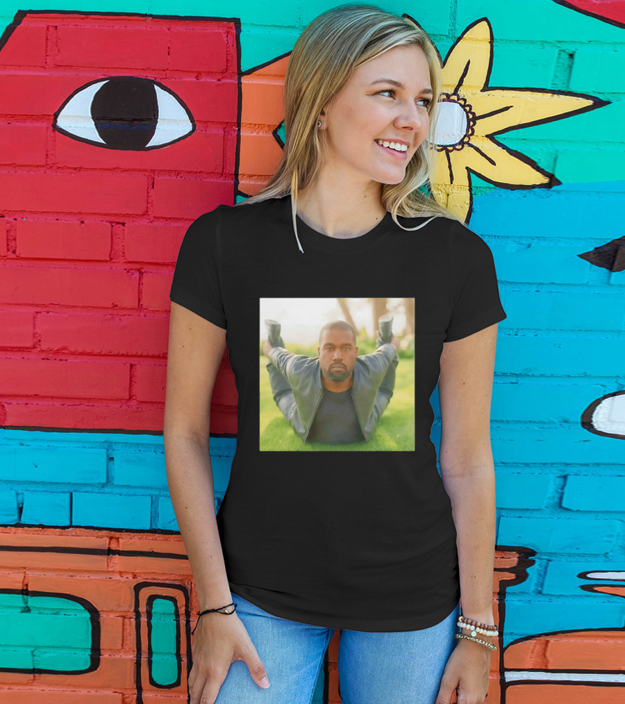 Kanye West Ye Meme Photo Iconic Pose Lying On Grass T-Shirt