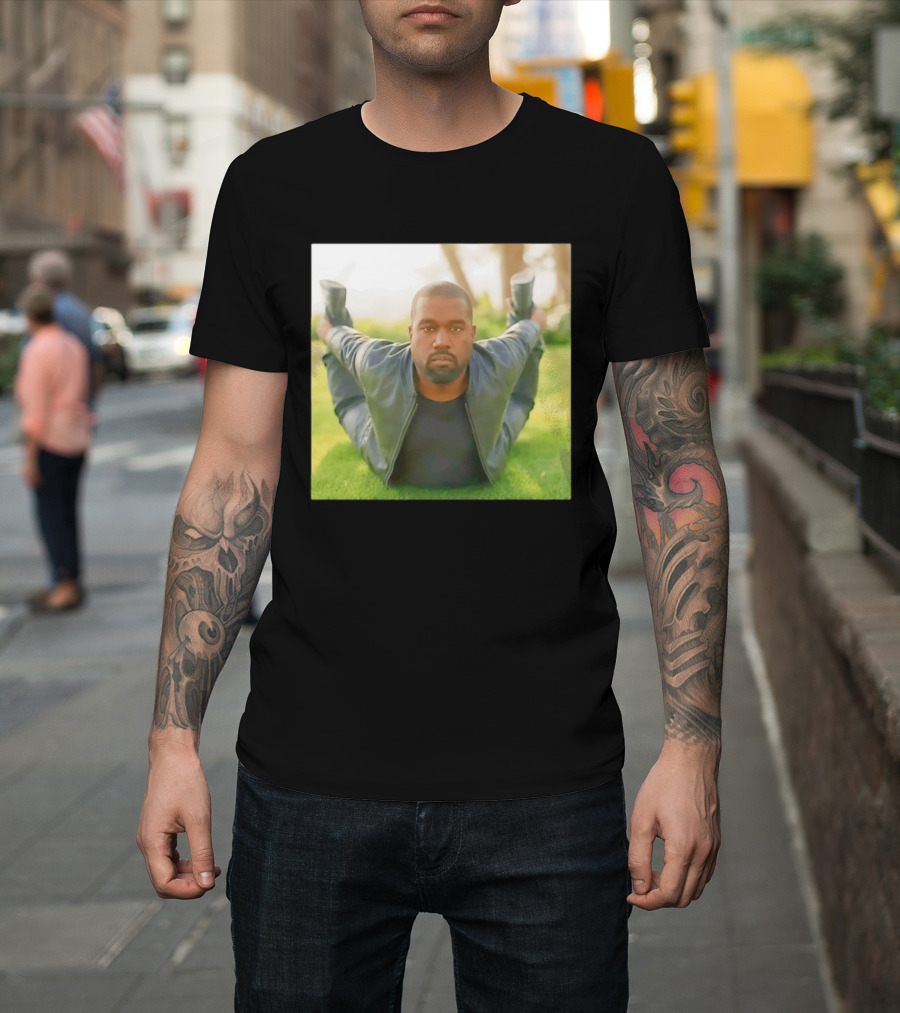 Kanye West Ye Meme Photo Iconic Pose Lying On Grass T-Shirt