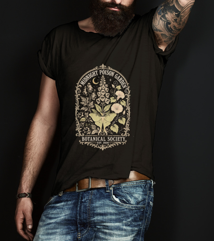 Midnight Poison Garden Botanical Society Est 2026 Moth Moonflower T-Shirt