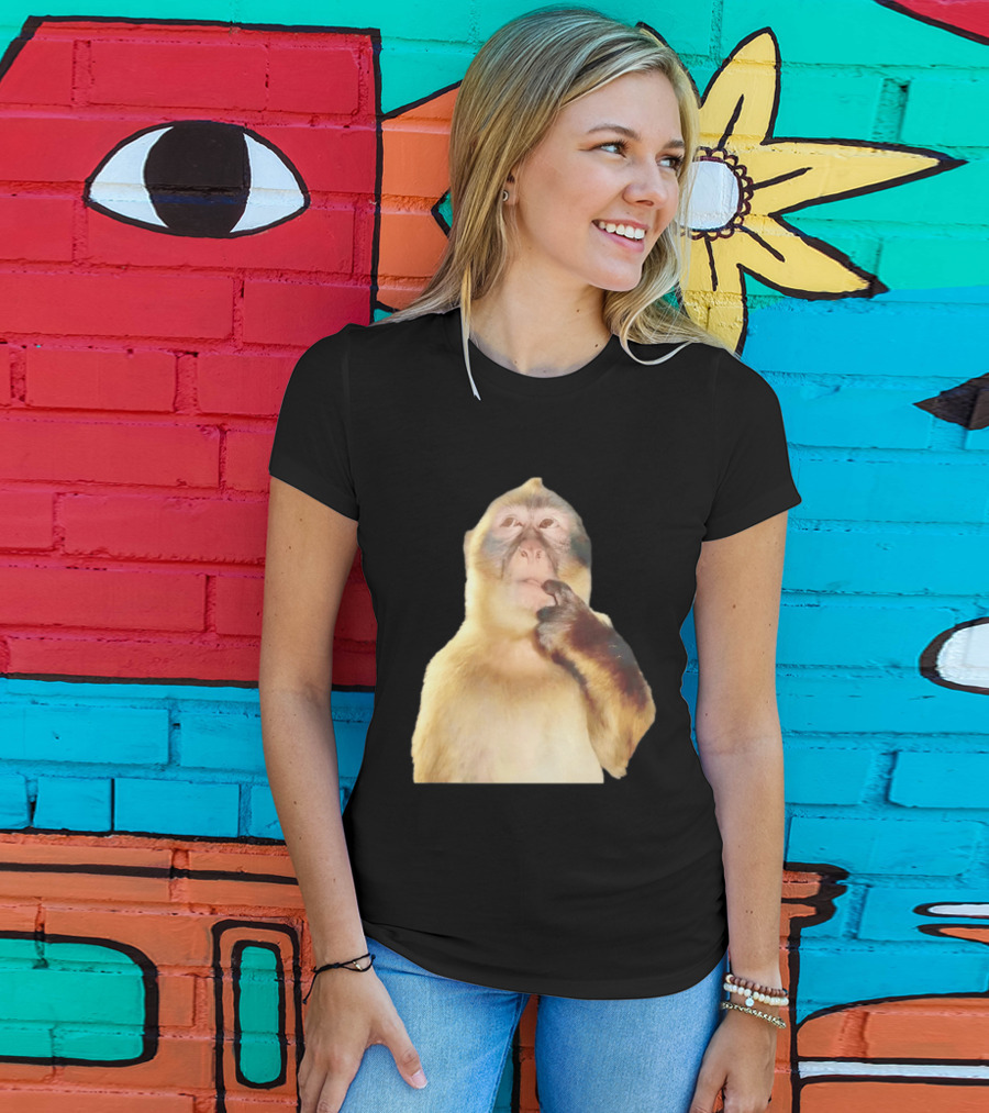 Pondering Monkey Curious Expression Contemplation T-Shirt