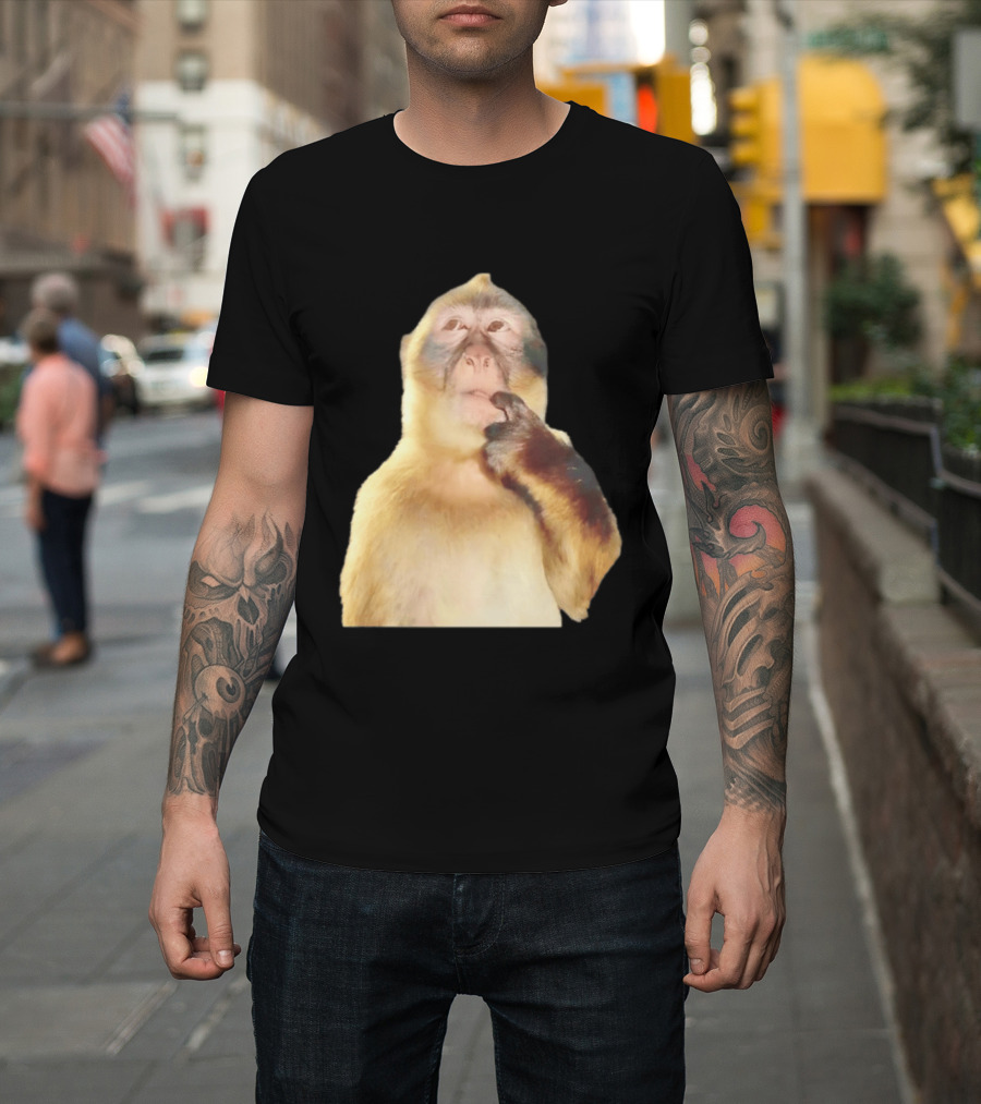 Pondering Monkey Curious Expression Contemplation T-Shirt