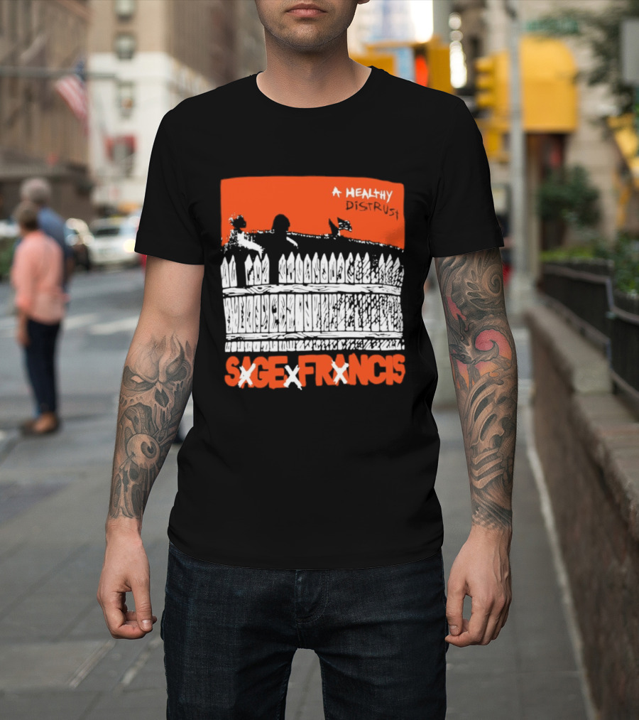 Sage Francis A Healthy Distrust Hip Hop Silhouette White Fence Red T-Shirt