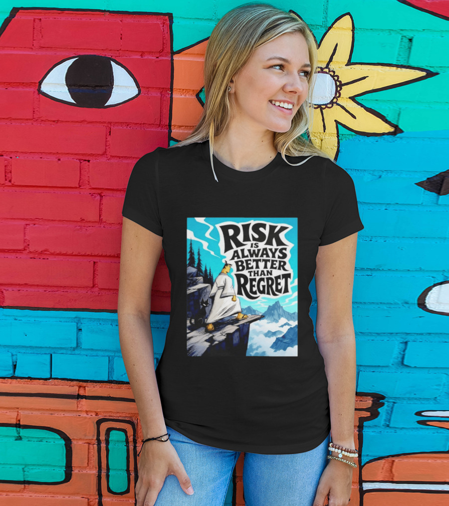 Samurai Jack Risk Is Always Better Than Regret Mountain Scene T-Shirt