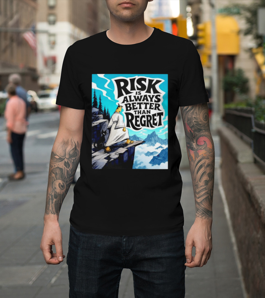 Samurai Jack Risk Is Always Better Than Regret Mountain Scene T-Shirt