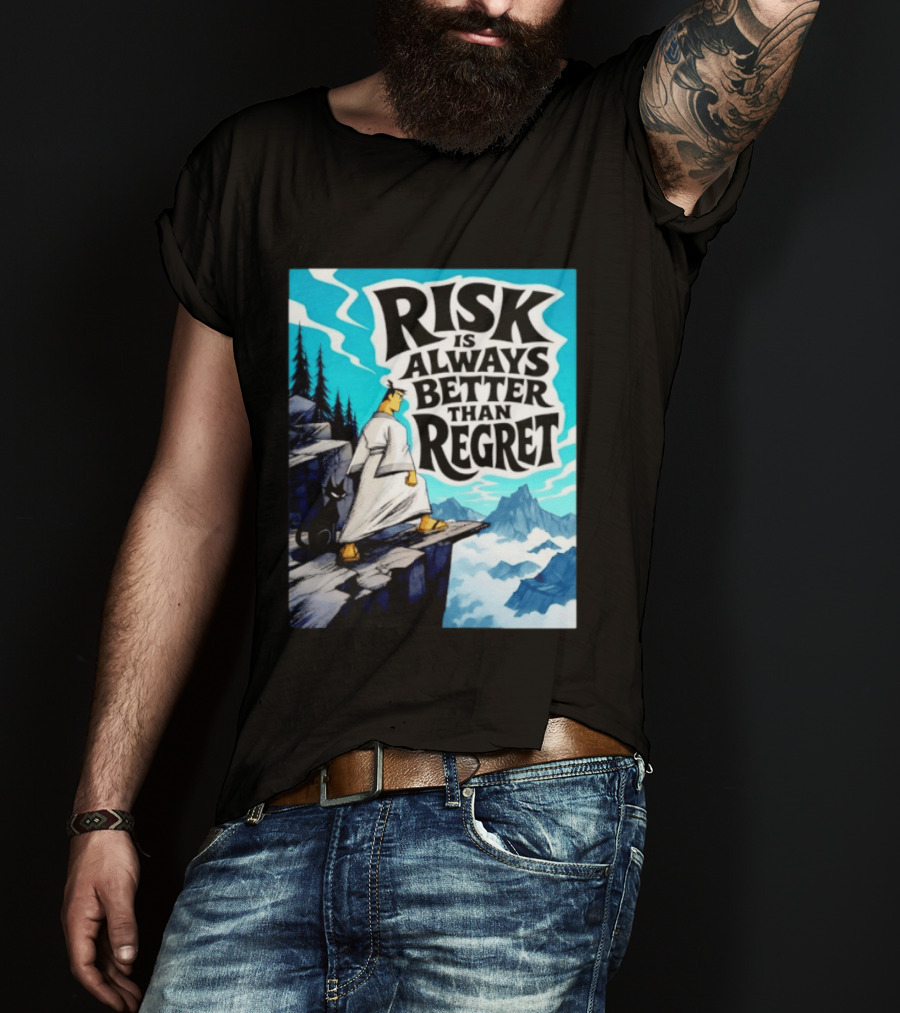 Samurai Jack Risk Is Always Better Than Regret Mountain Scene T-Shirt