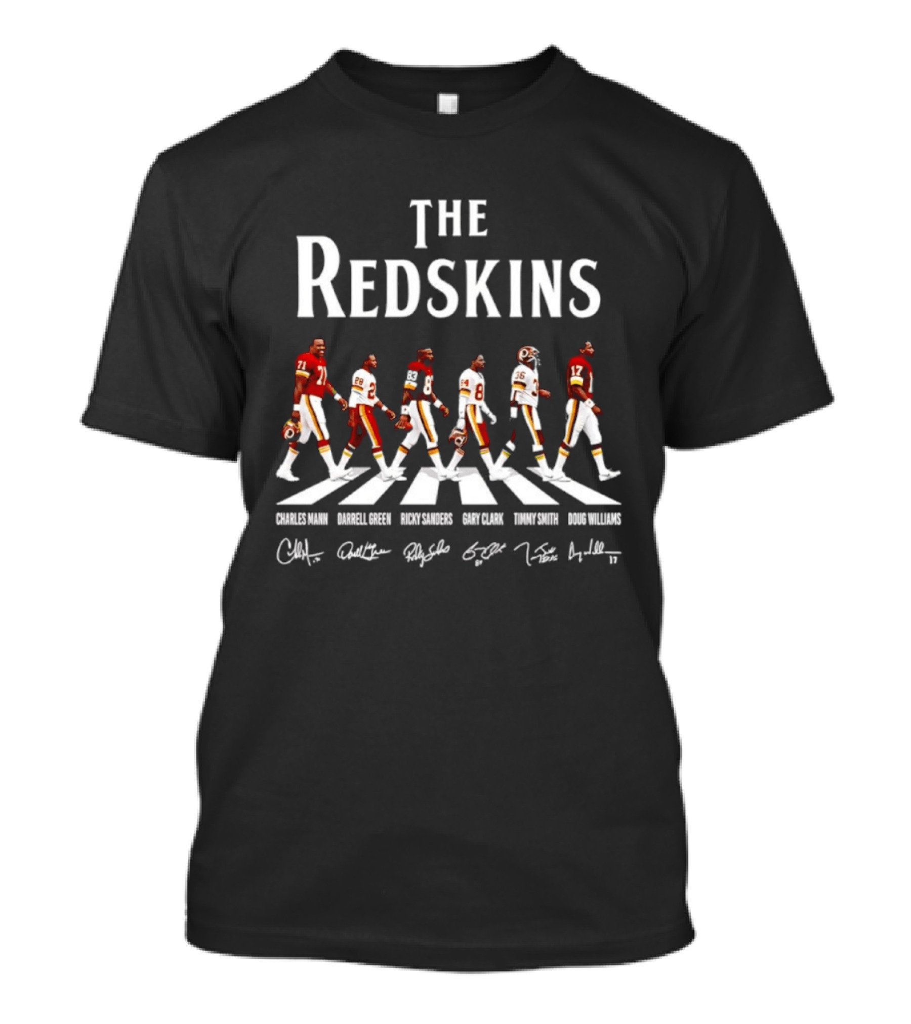 The Redskins Charles Mann Darrell Green Ricky Sanders Gary Clark Timmy Smith Doug Williams Signatures Abbey Road T-Shirt