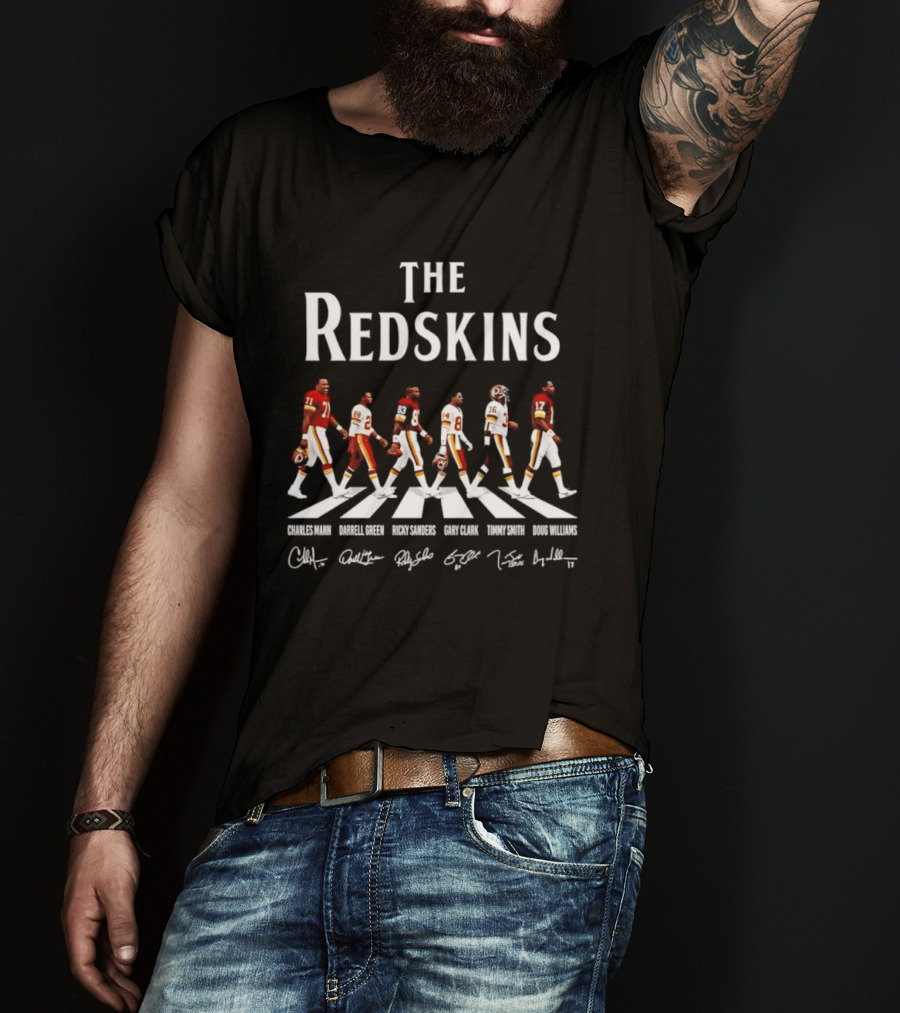 The Redskins Charles Mann Darrell Green Ricky Sanders Gary Clark Timmy Smith Doug Williams Signatures Abbey Road T-Shirt