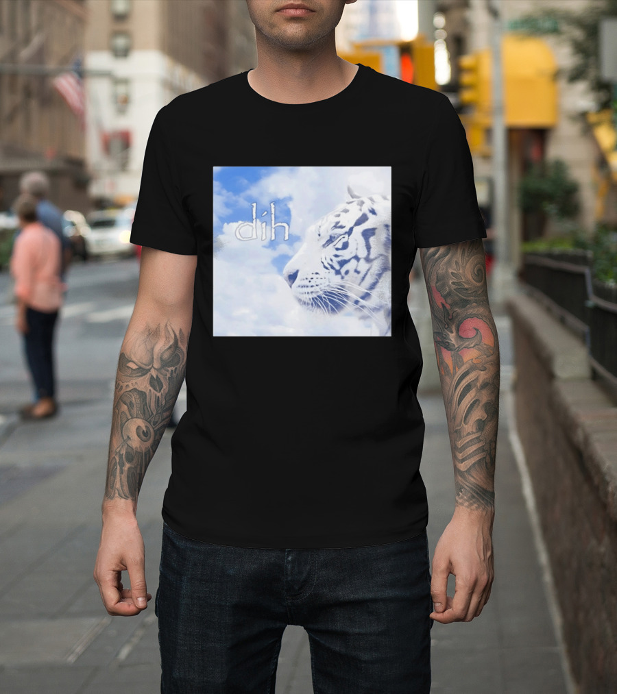Tiger Dih Majestic Clouds White Bengal Tiger Profile T-Shirt