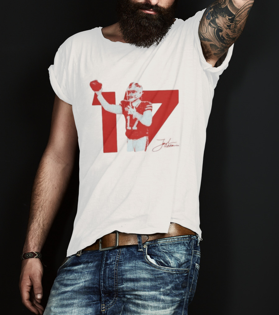 Josh Allen Buffalo Bills Number 17 Football Action T-Shirt