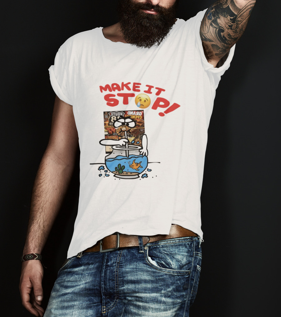 Make It Stop Route 88 Grand Opening Specials Crying Emoji Fish Bowl T-Shirt
