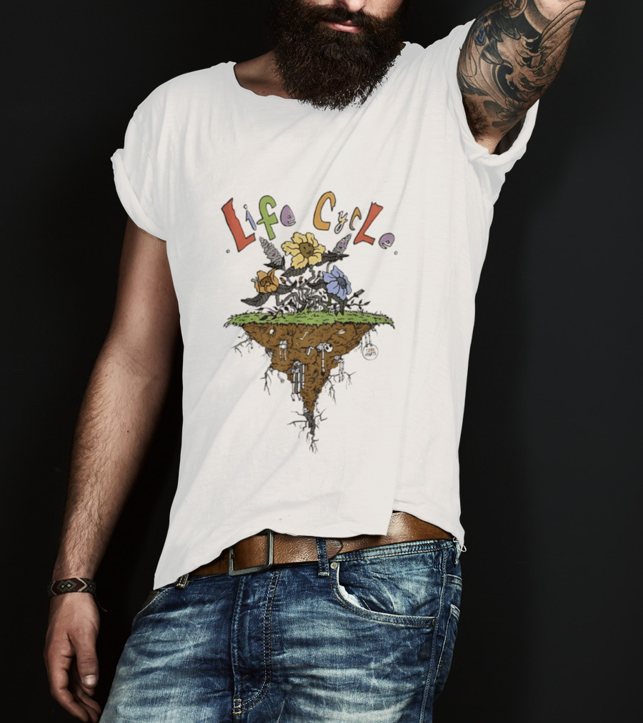Life Cycle Floating Island With Colorful Flowers T-Shirt