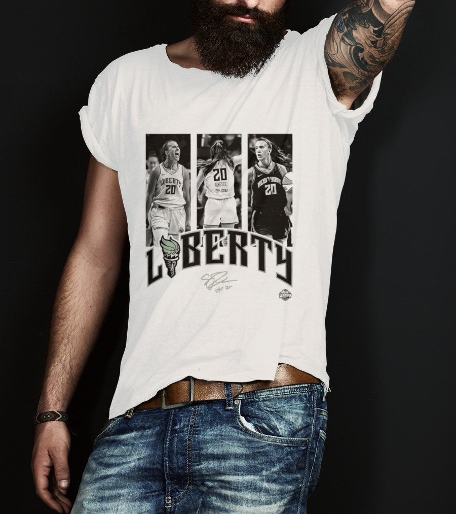 Sabrina Ionescu Liberty WNBA Player Collage Signature T-Shirt